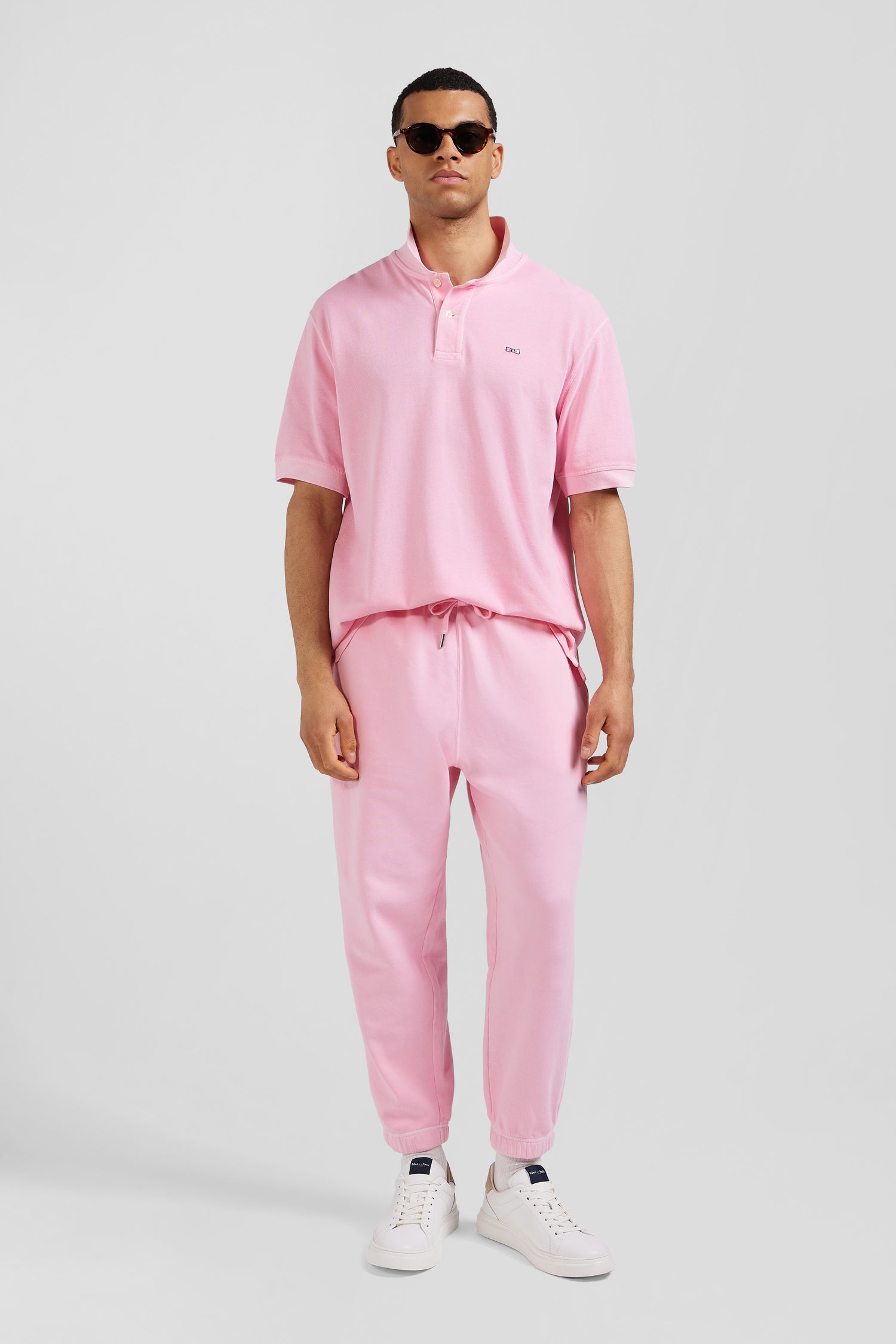 Relax unisex pink brushed cotton fleece jogging bottoms Eden Park