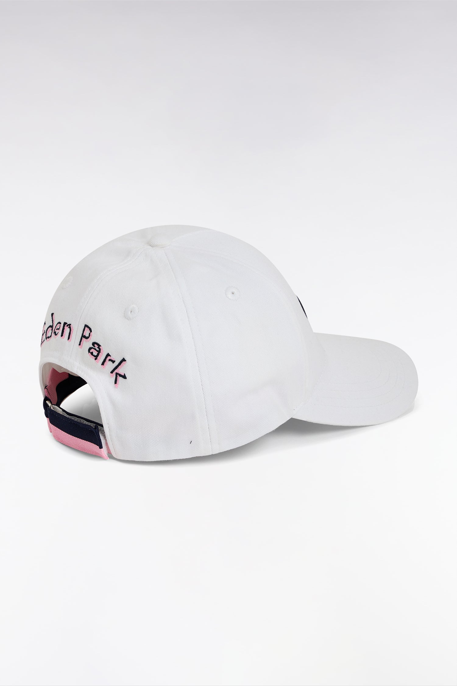 Casquette unie en twill de coton blanc broderies bicolores