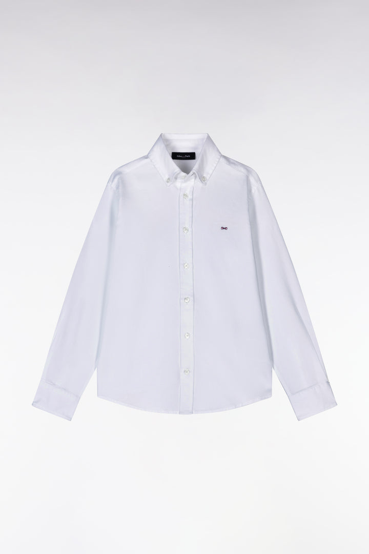 Chemise en popeline de coton blanche coupe droite