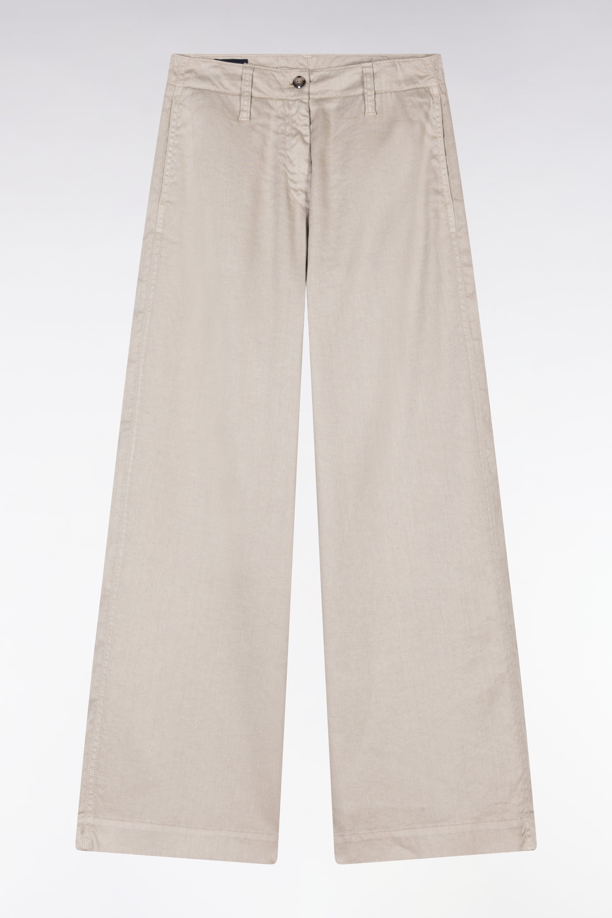 Pantalon en lin et coton stretch beige coupe décontractée