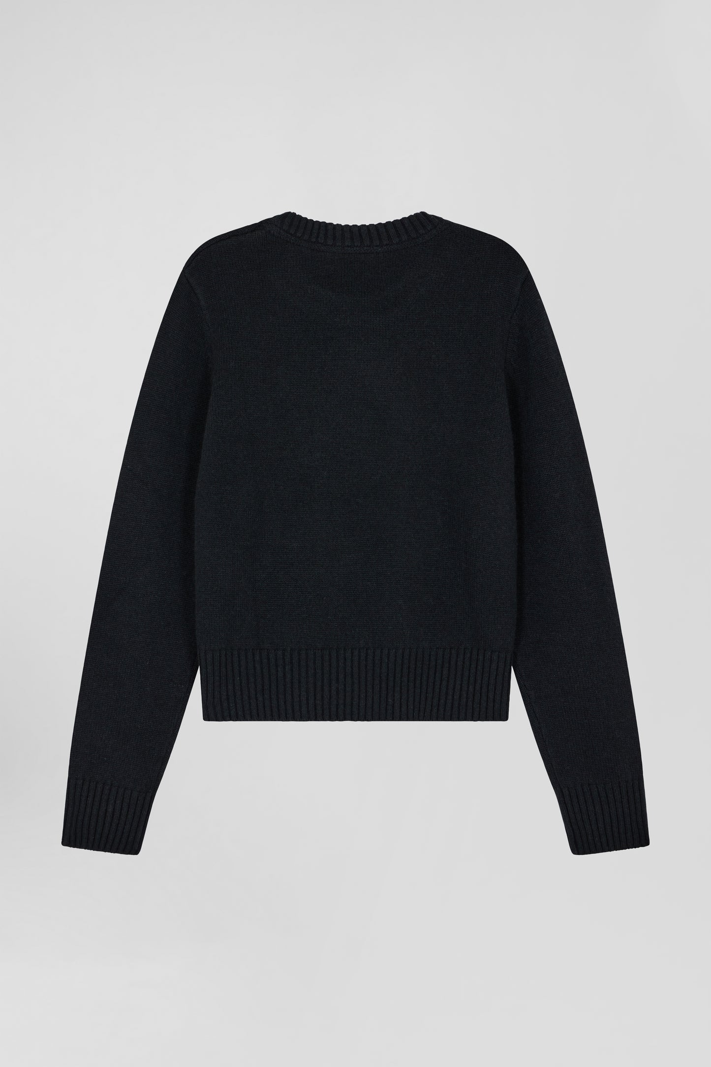 Regular sky black round-neck wool and cashmere jumper