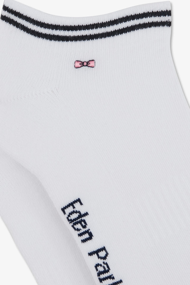 Paire de chaussettes basses blanches à bords marine en coton stretch