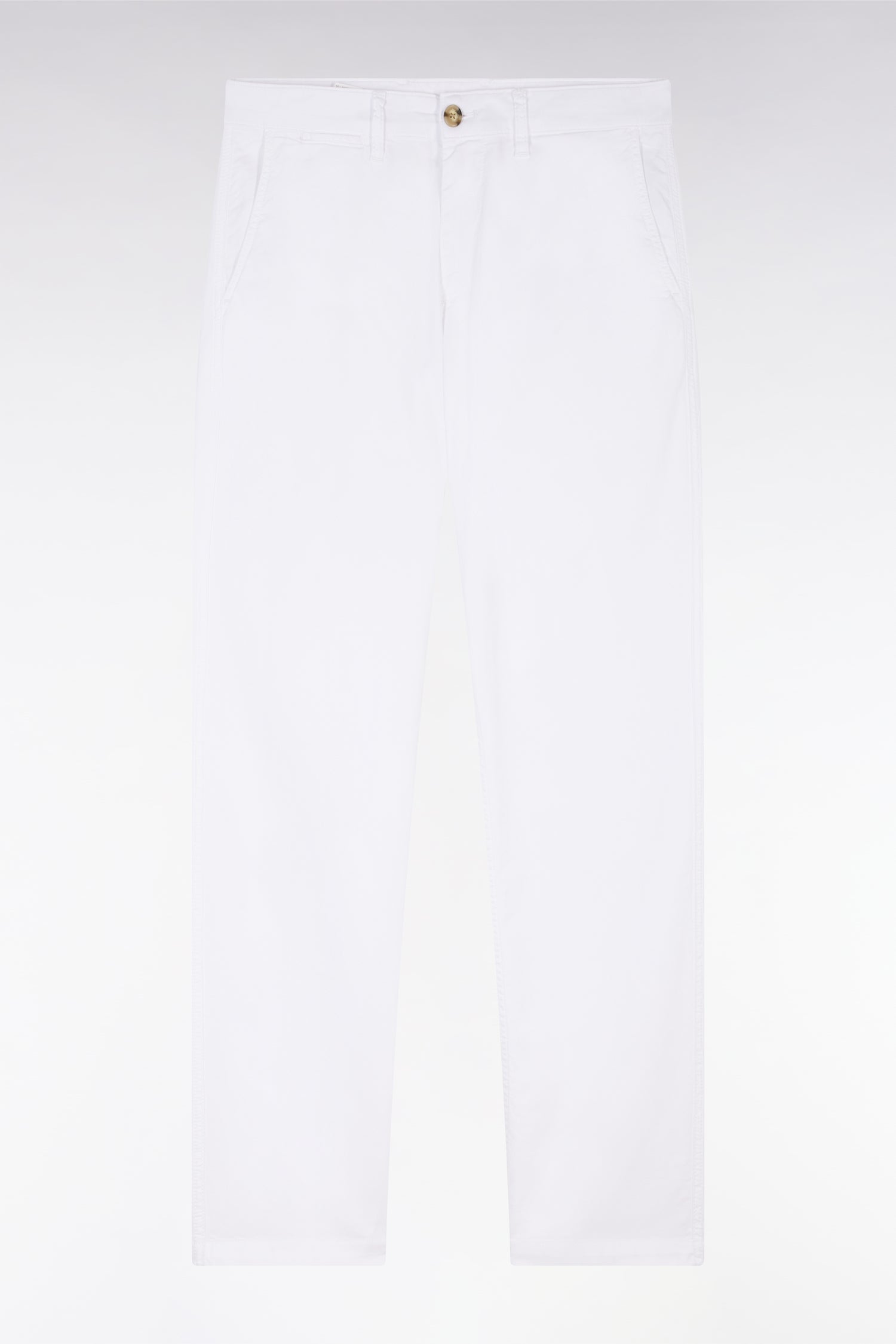 Pantalon chino sans plis en coton stretch blanc coupe droite