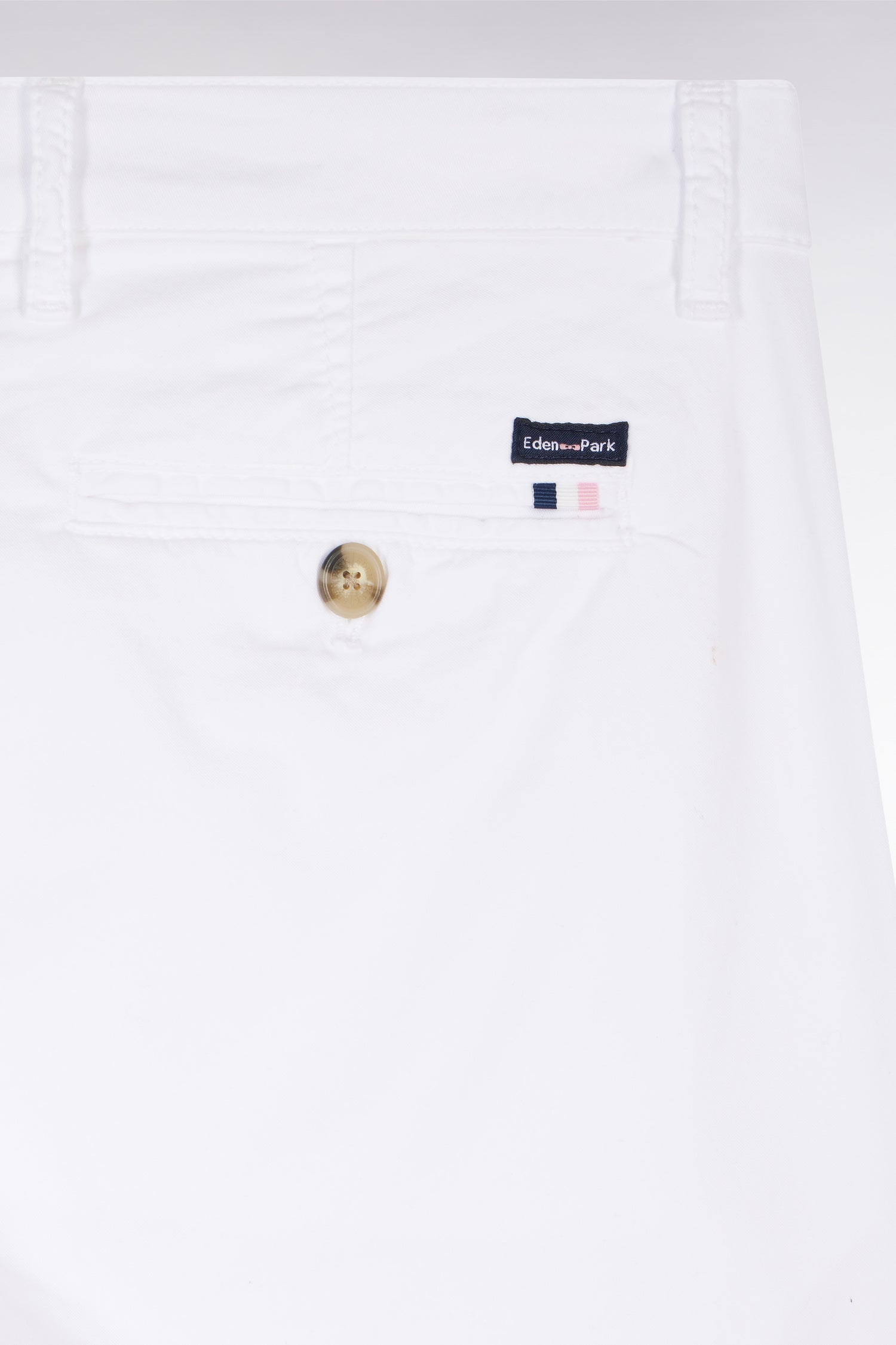 Pantalon chino sans plis en coton stretch blanc coupe droite