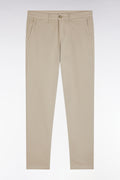 Pantalon chino sans plis en coton stretch beige coupe droite