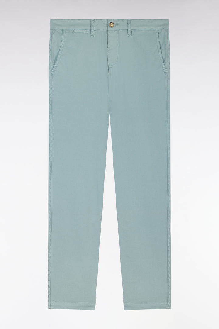 Pantalon chino sans plis en coton stretch gris moyen coupe droite