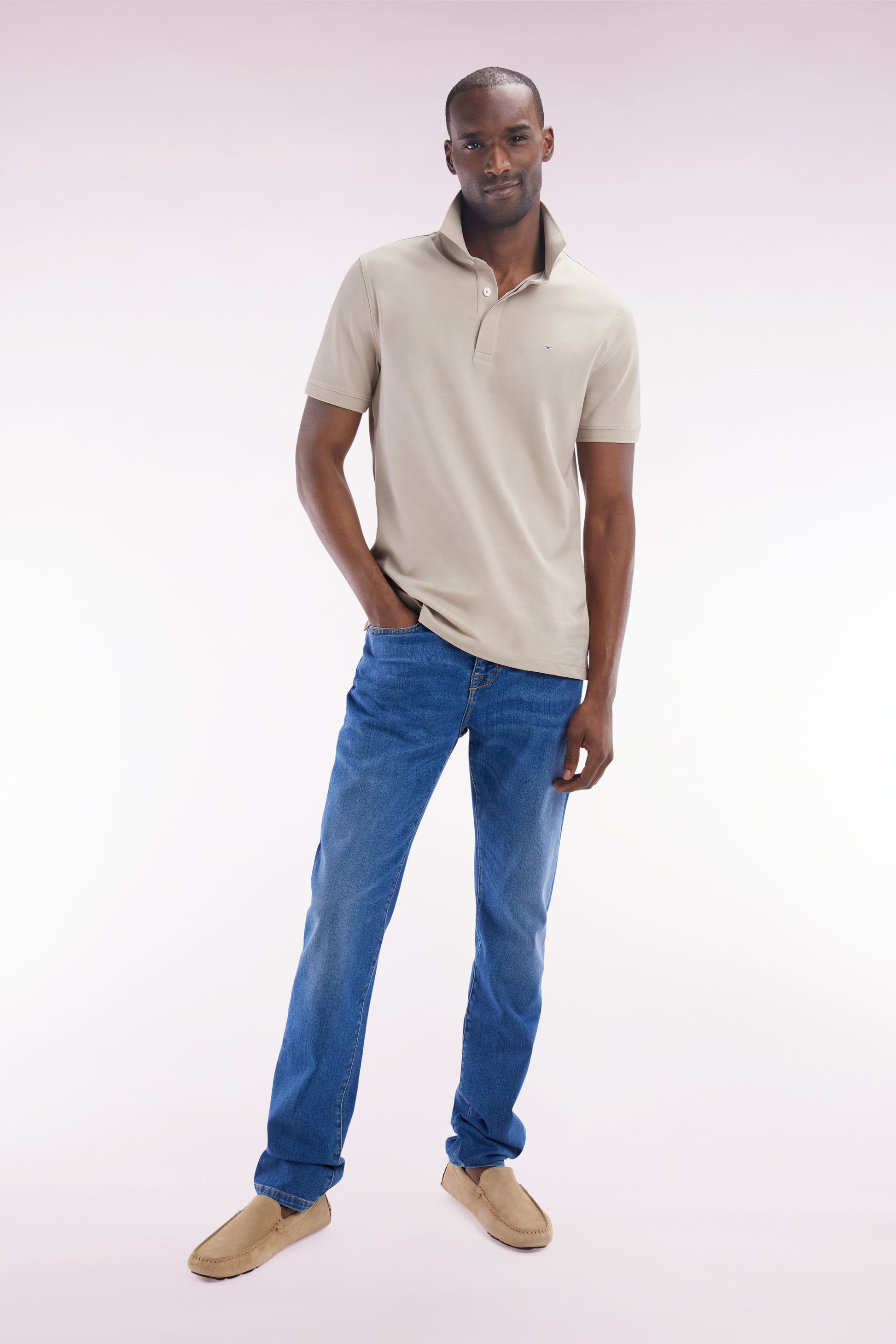 Jean 5 poches en denim stretch délavage stone wash medium coupe slim