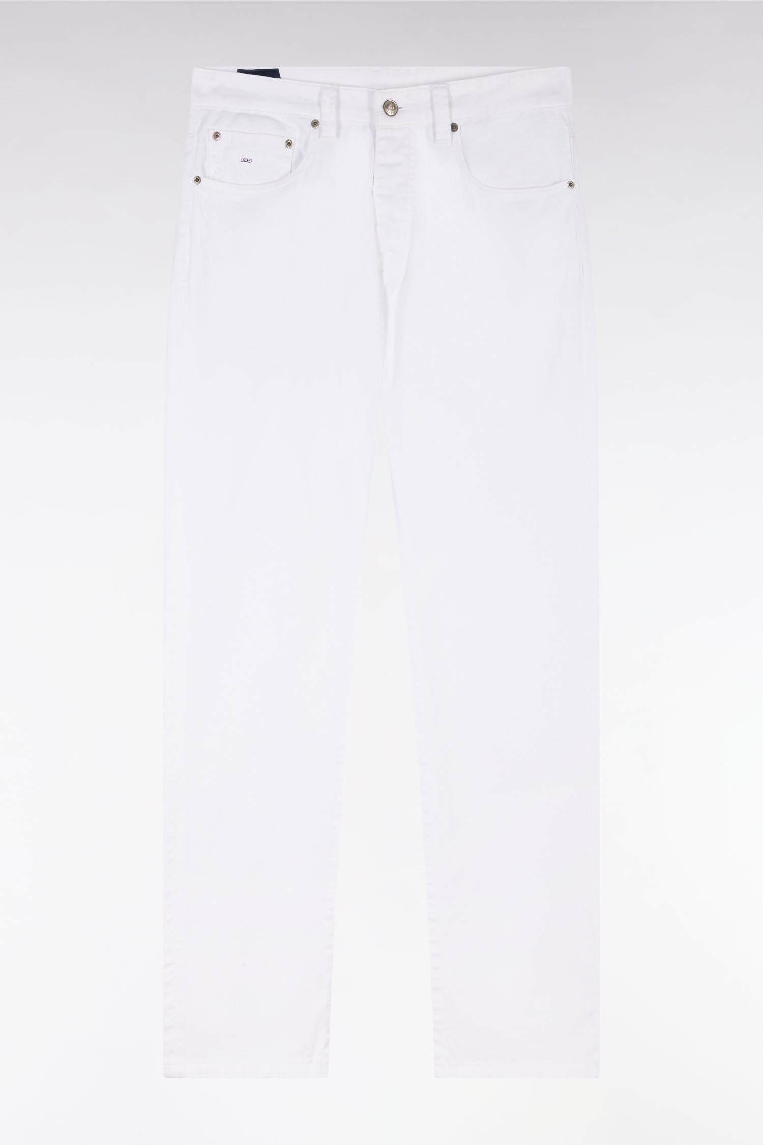 Jean 5 poches en denim stretch blanc coupe droite