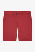 Bermuda chino en coton stretch rouge coupe droite