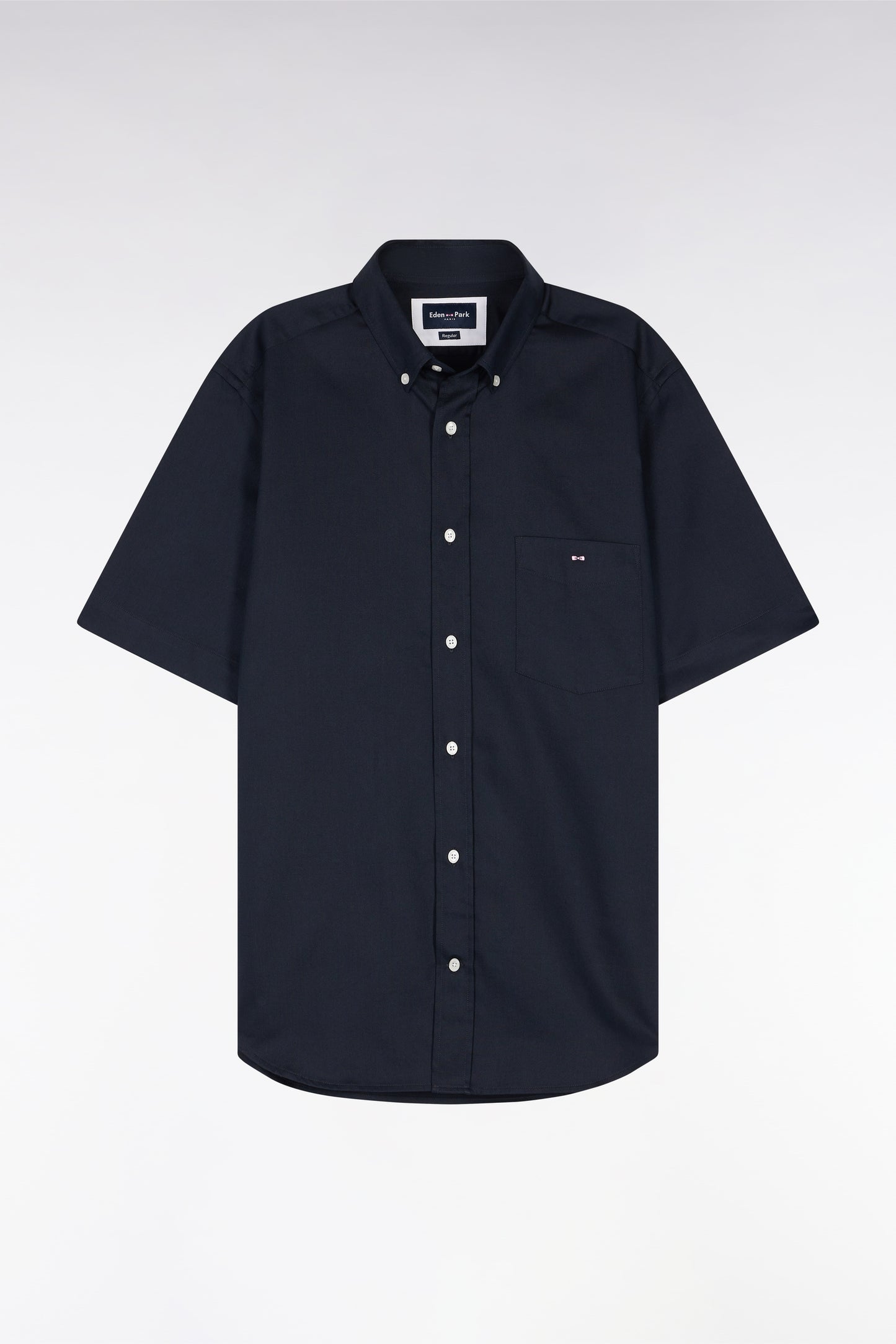 Chemise à manches courtes en coton marine coupe droite