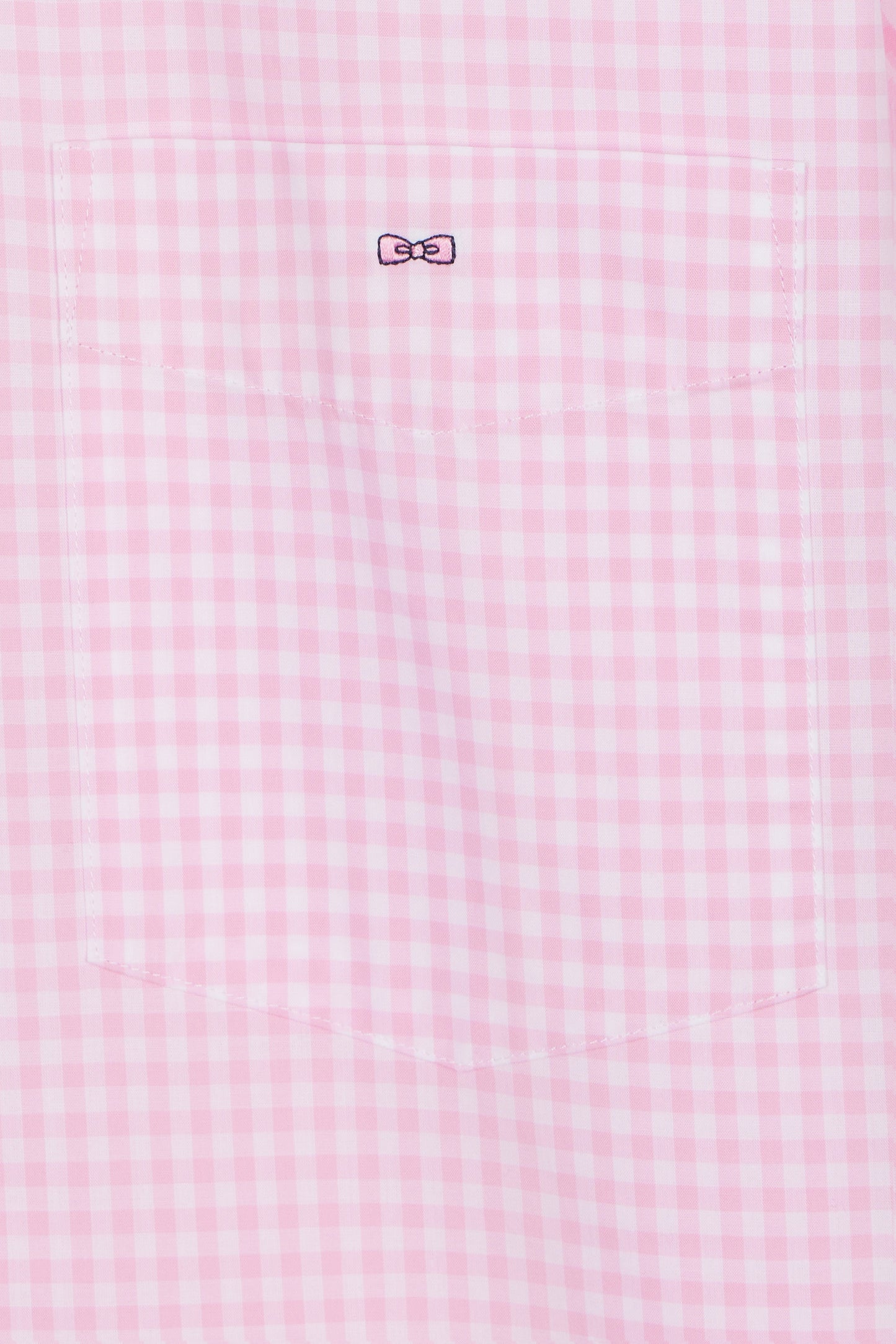 Chemise à manches courtes vichy en coton rose coupe droite