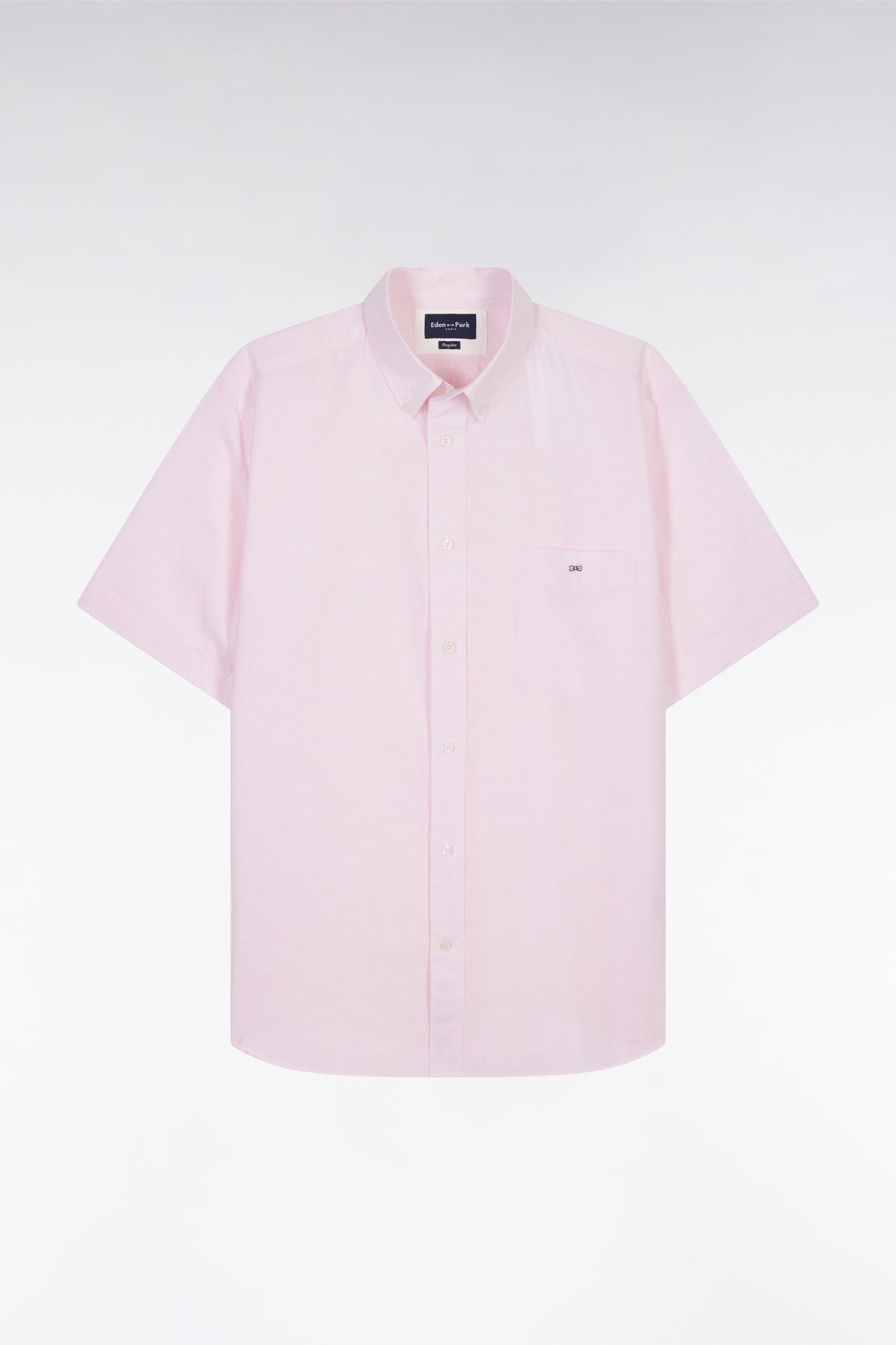 Chemise à manches courtes en coton rose coupe droite