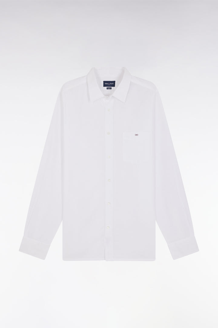 Chemise unie à poche plaquée en coton blanc