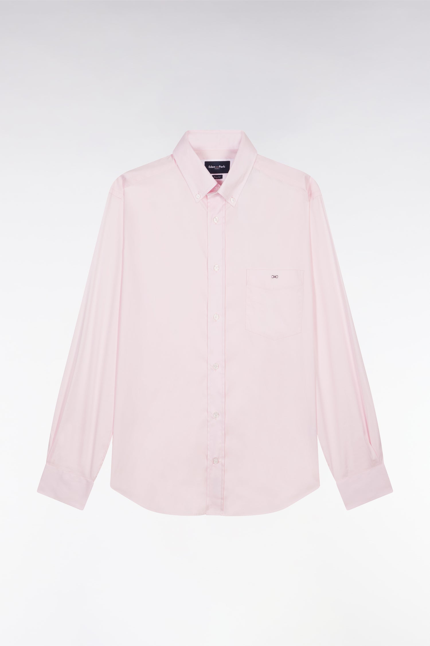 Chemise en twill de coton rose unie coupe droite