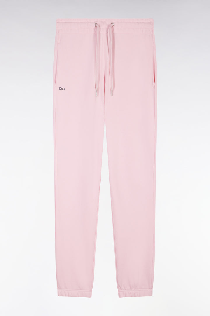 Jogging en molleton coton rose coupe droite