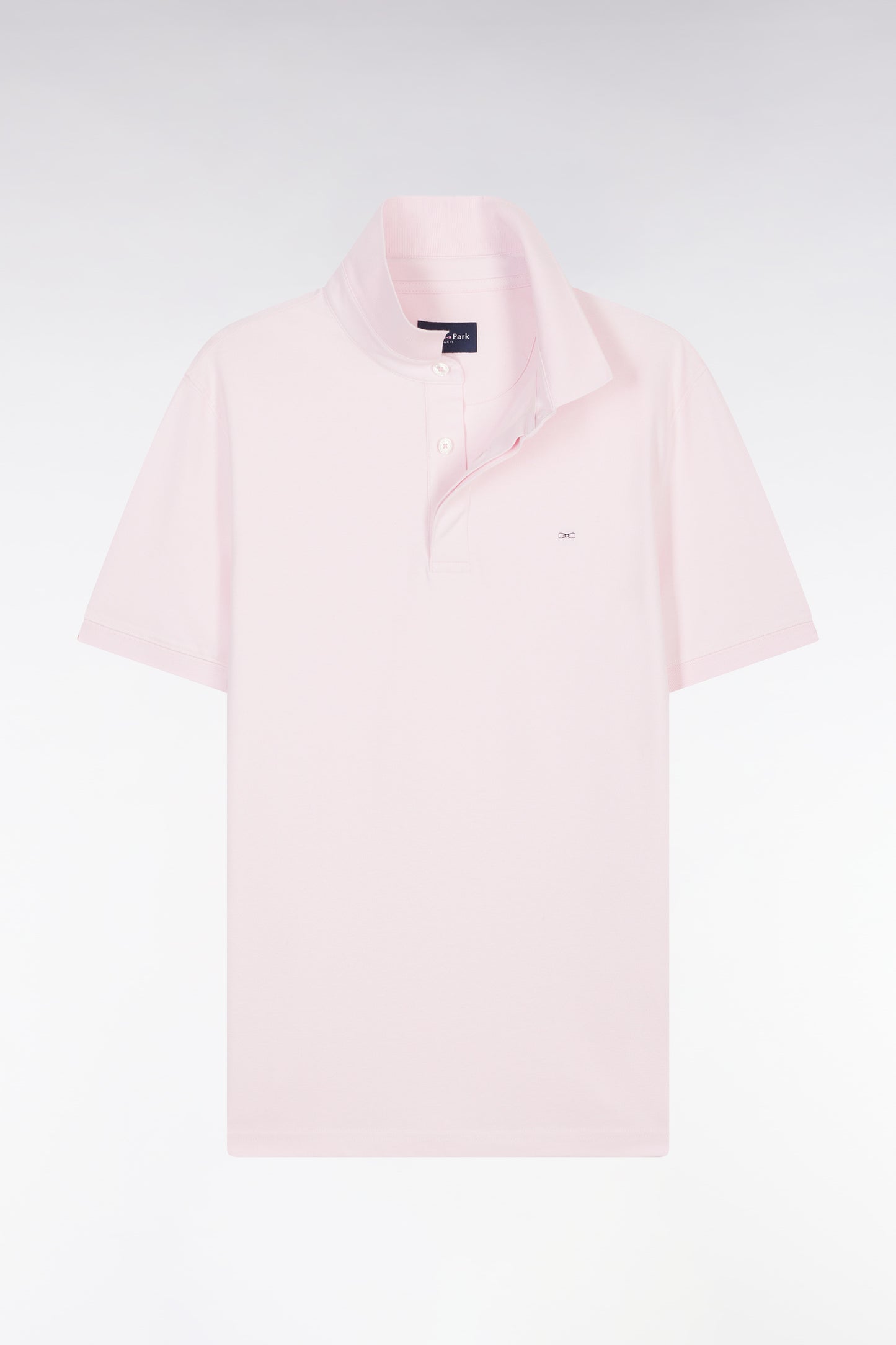 Polo à manches courtes en piqué coton stretch rose pâle coupe ajustée