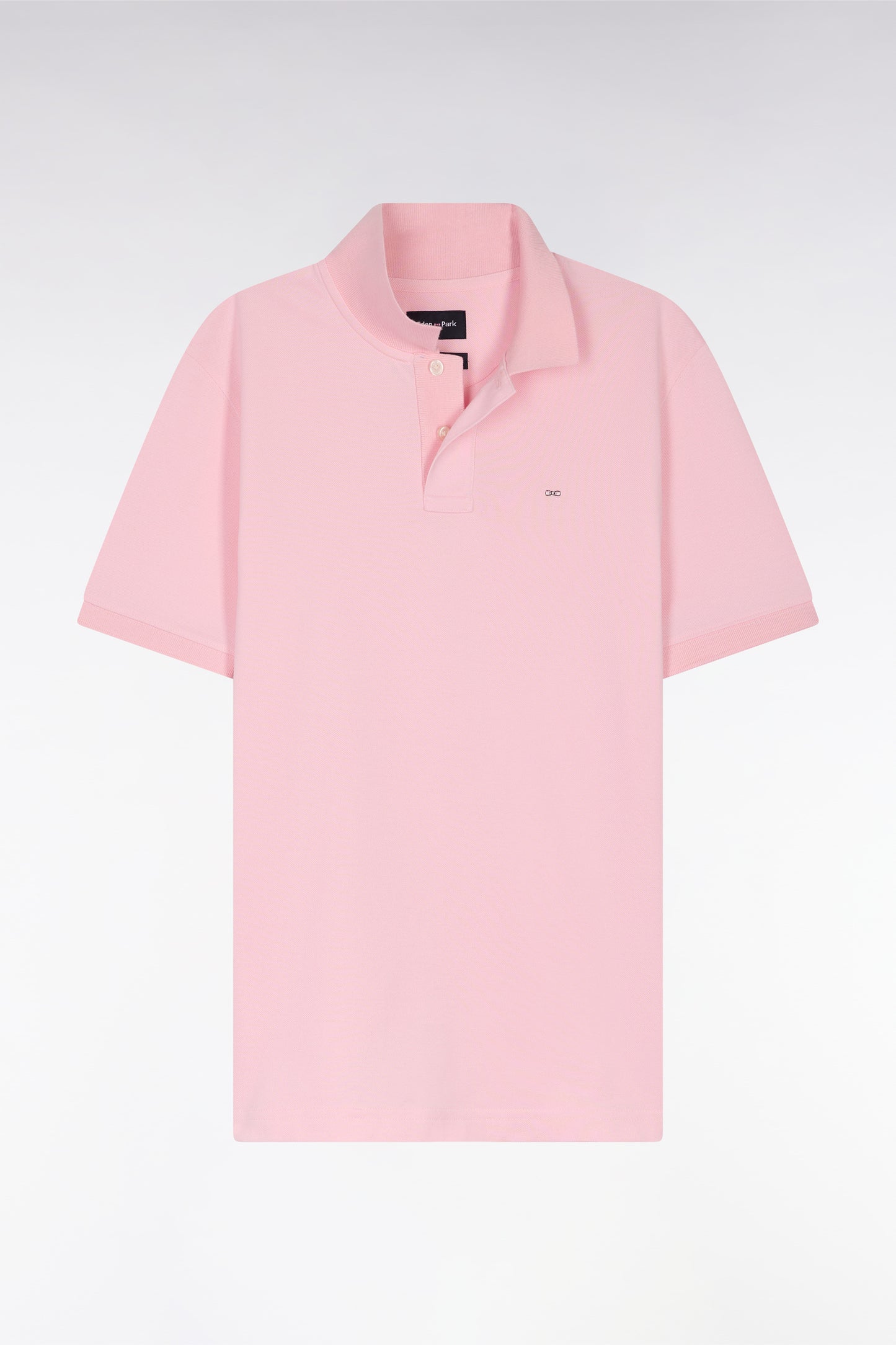 Polo à manches courtes uni en coton Pima rose clair coupe droite