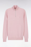 Pull col camionneur en coton nid d'abeille rose coupe droite