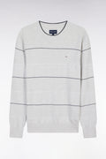 Pull col rond cerclé en coton gris