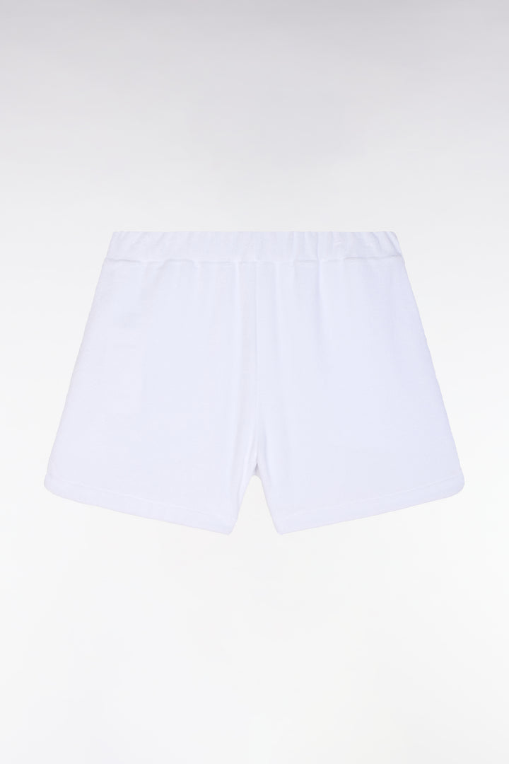 Short en molleton coton mélangé blanc coupe droite