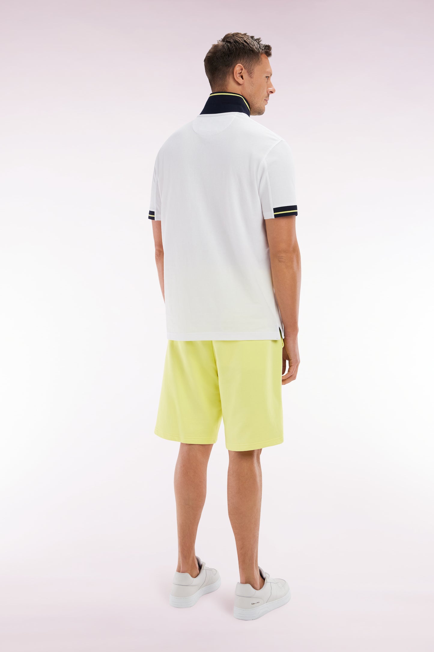 Short en molleton coton jaune coupe décontractée