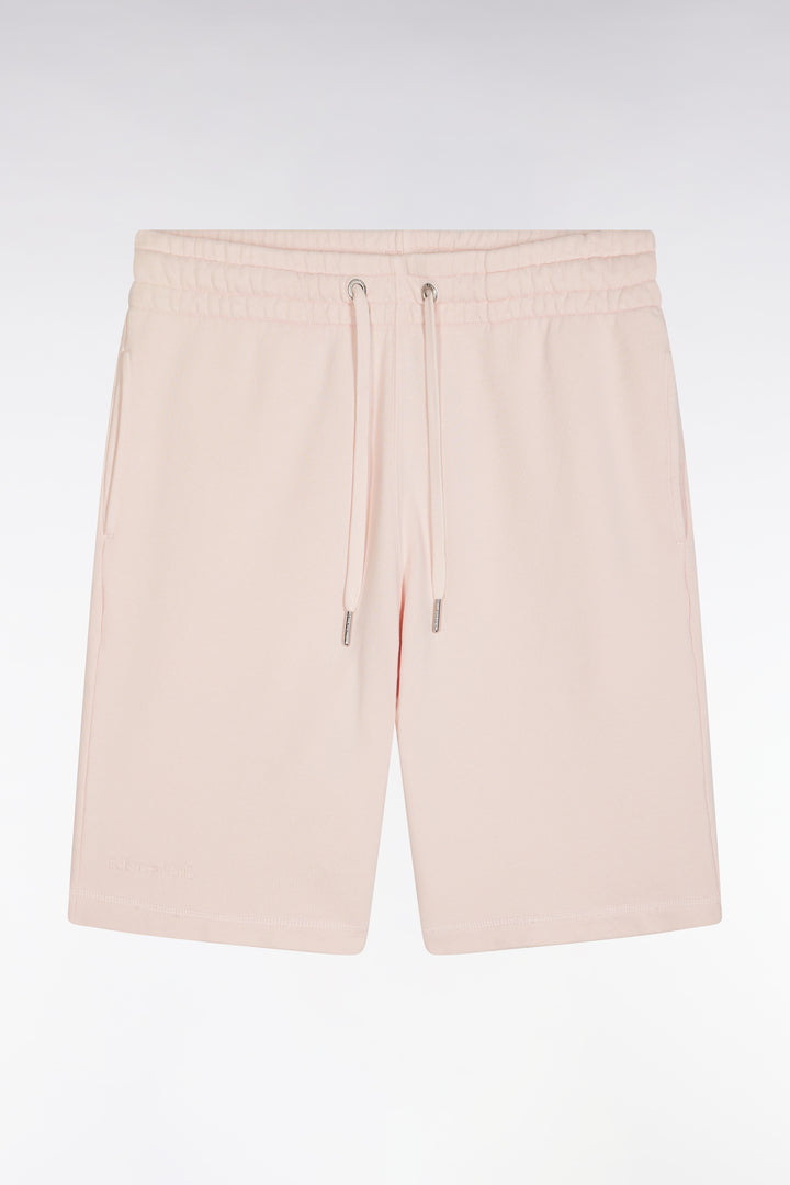 Short en molleton coton rose pâle coupe décontractée