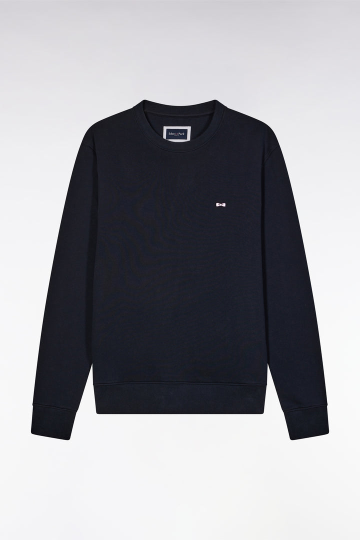 Sweatshirt en molleton coton marine coupe droite