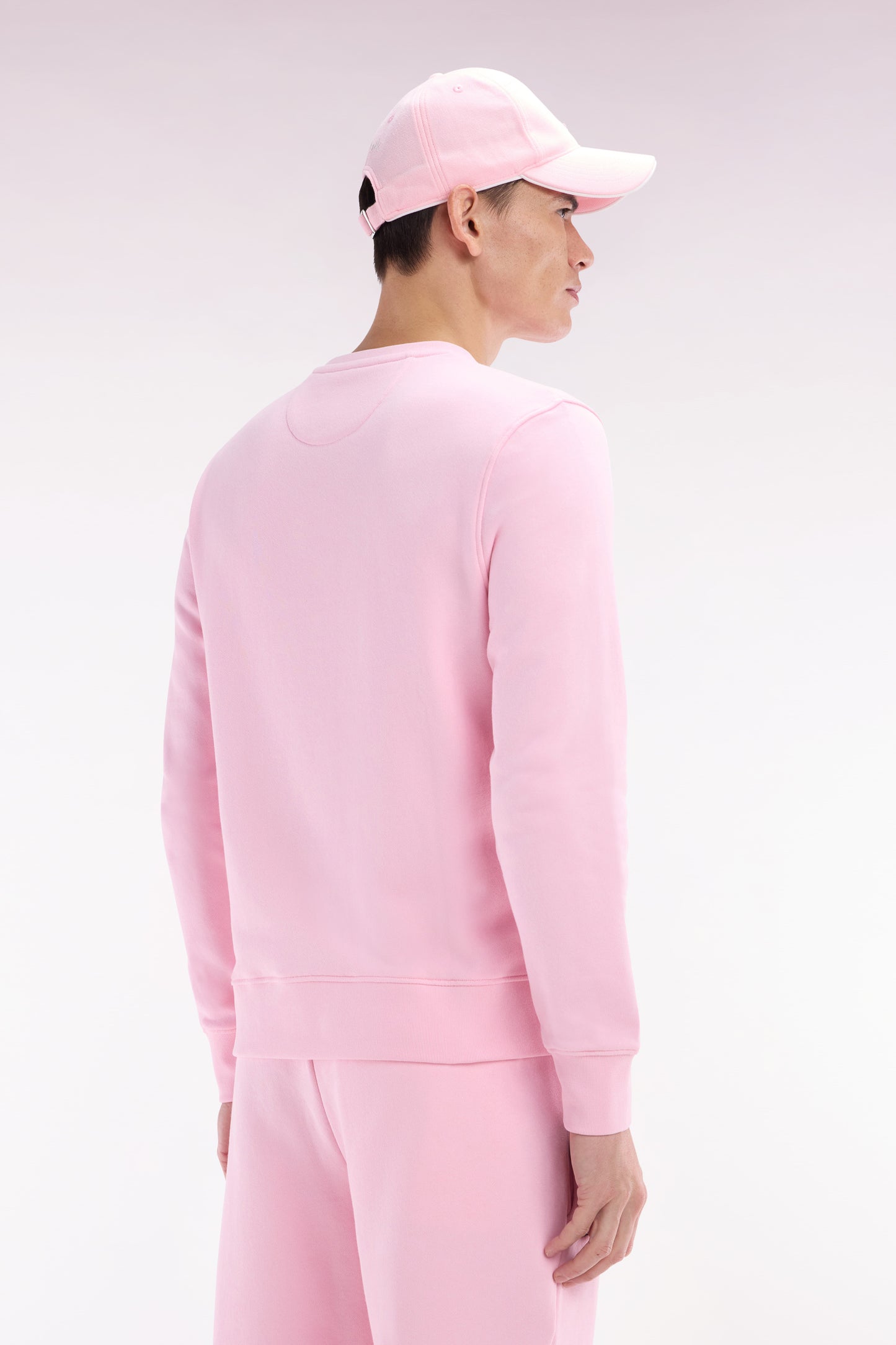 Sweatshirt en molleton coton rose coupe droite