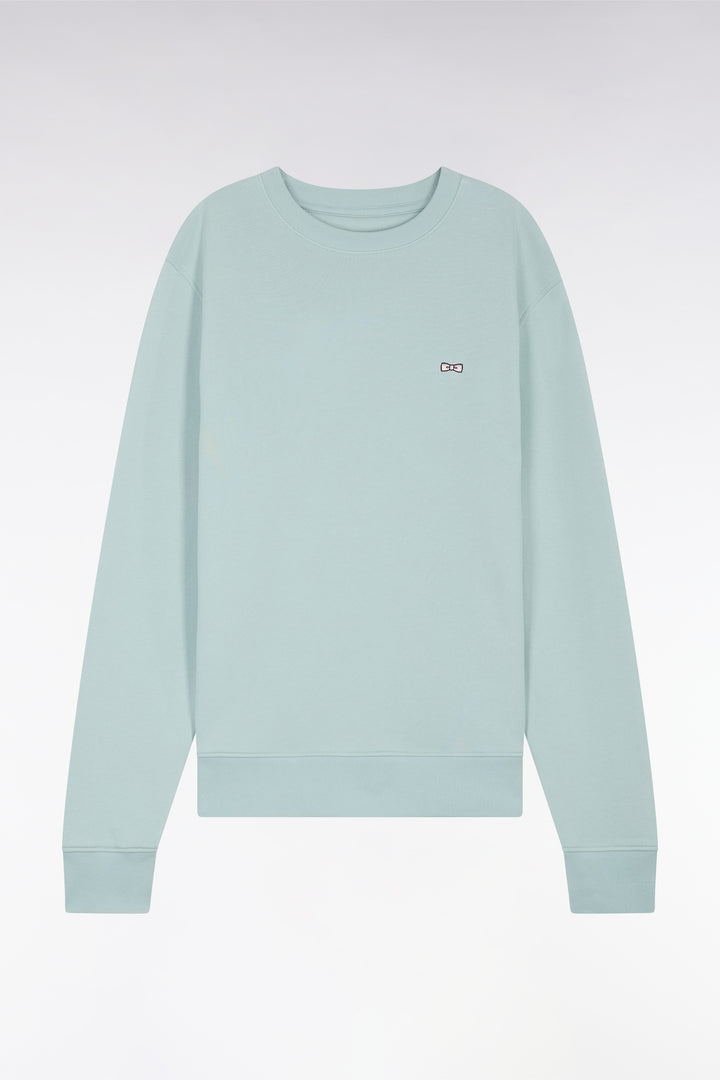 Sweatshirt en molleton coton vert d'eau coupe droite et col rond