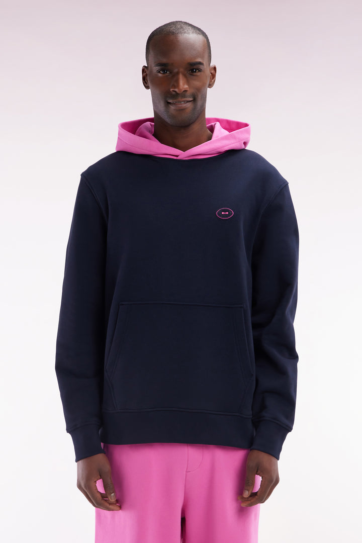 Sweatshirt en molleton coton bicolore rose coupe décontractée