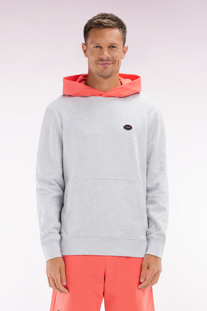 Sweatshirt en molleton coton bicolore corail coupe décontractée