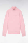 Sweatshirt à col zippé en coton rose coupe droite