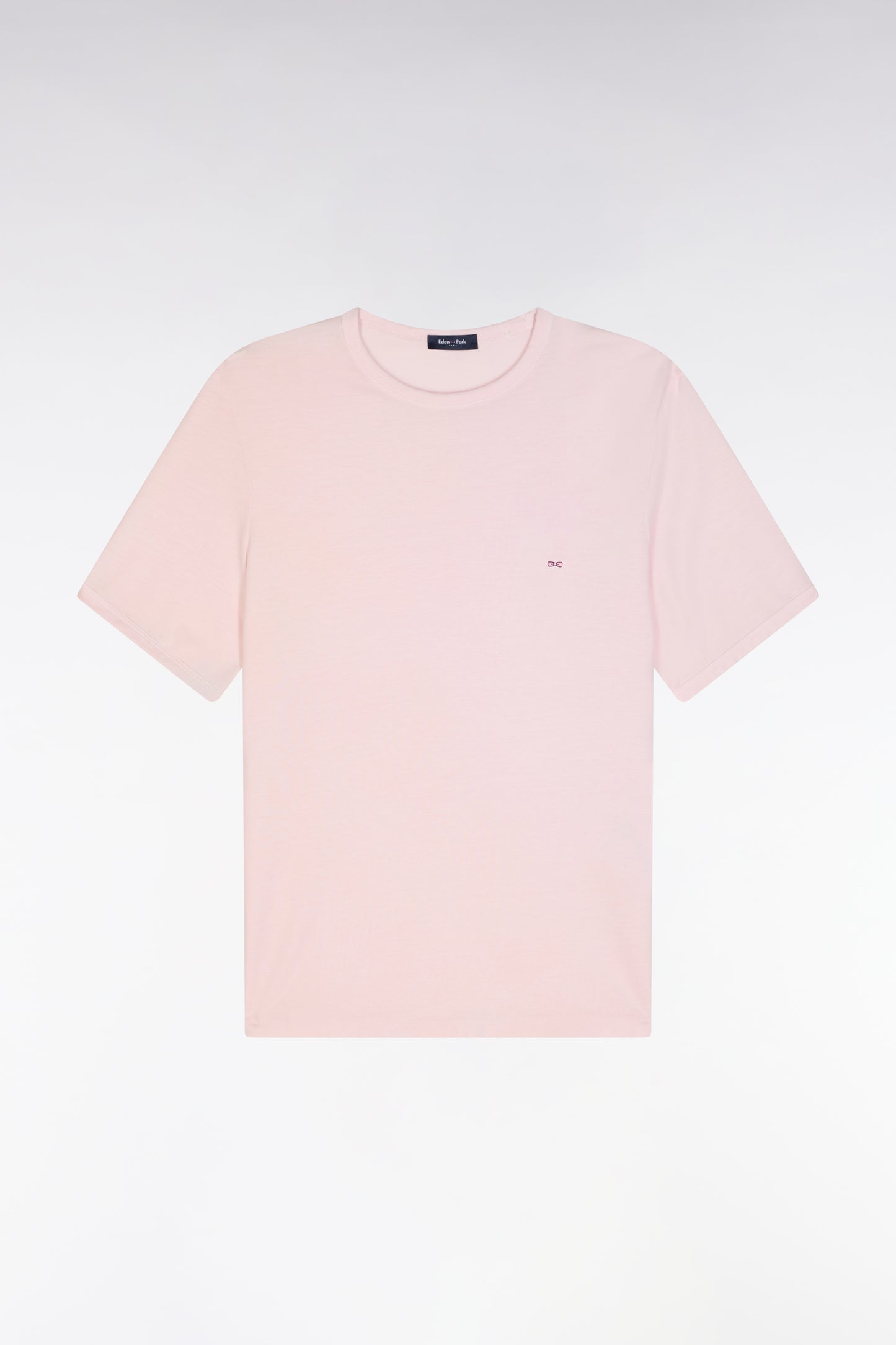 T-shirt uni rose pâle en lyocell et coton coupe droite