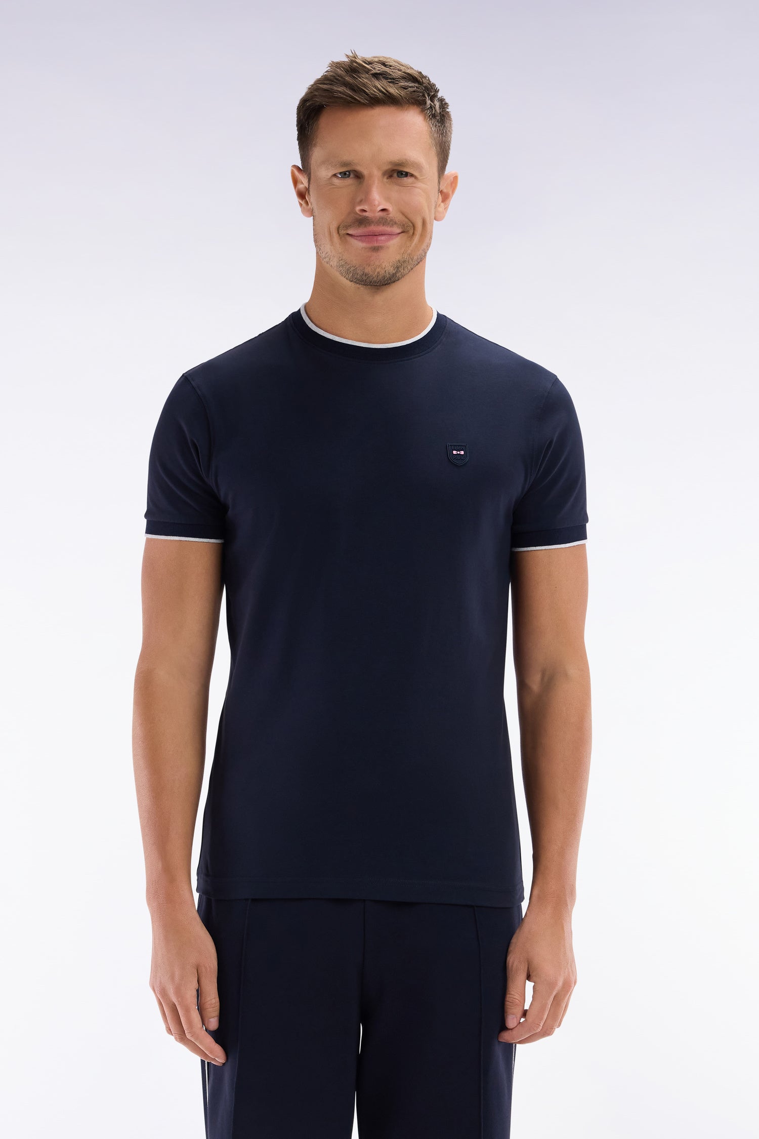 T-shirt en coton stretch marine coupe ajustée