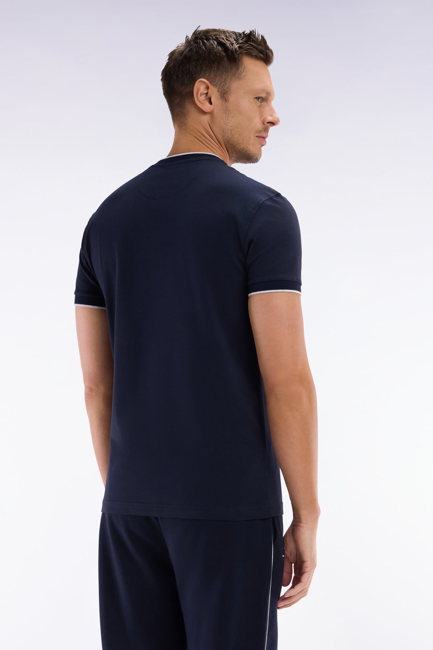 T-shirt en coton stretch marine coupe ajustée