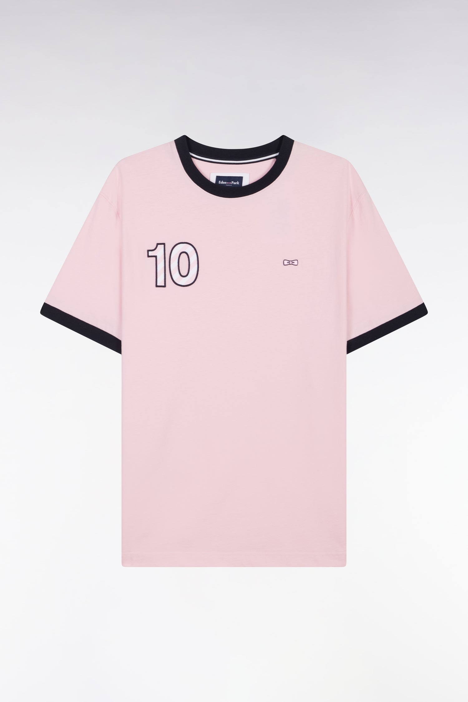 T-shirt en coton rose broderie 10 coupe décontractée