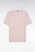 T-shirt uni en lin stretch rose coupe droite