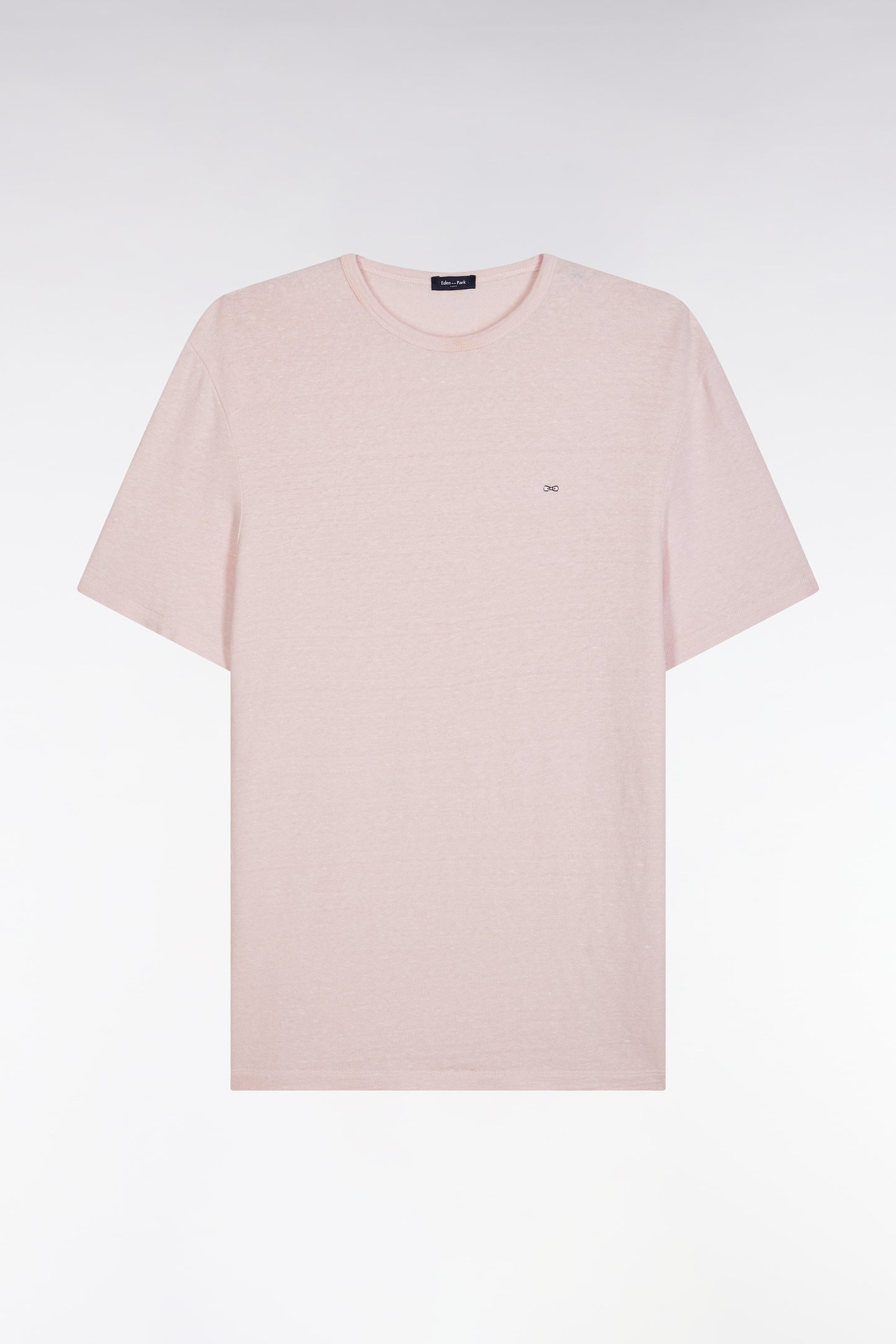 T-shirt uni en lin stretch rose coupe droite