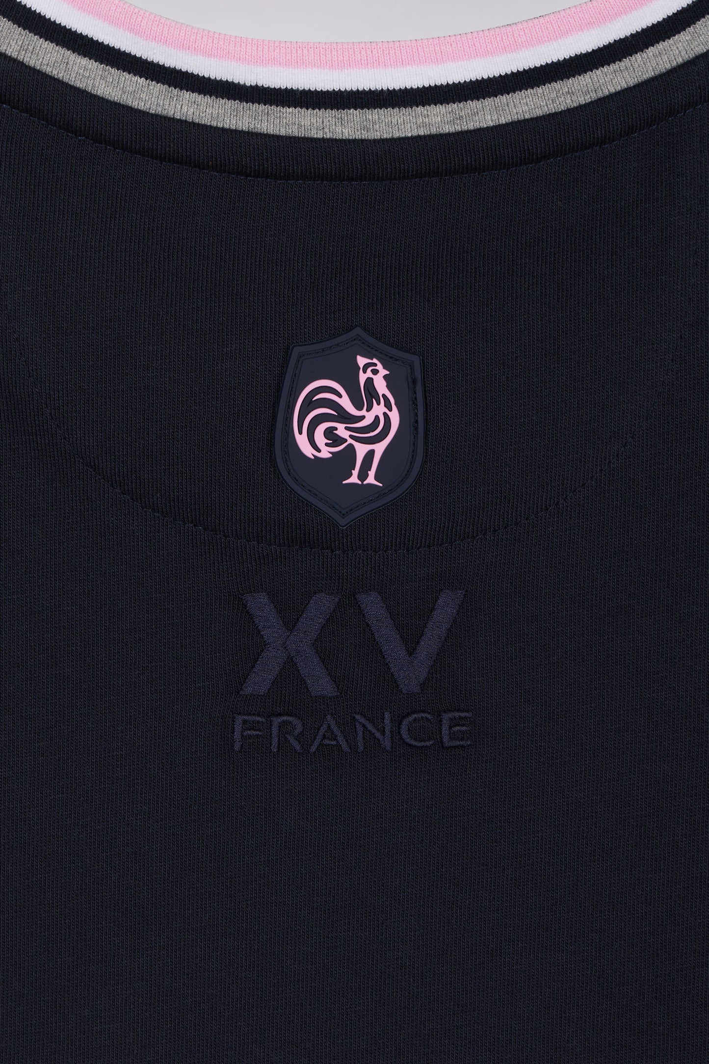 T-shirt XV de France en coton marine broderie 10 coupe droite