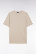 T-shirt en coton et lin beige coupe droite