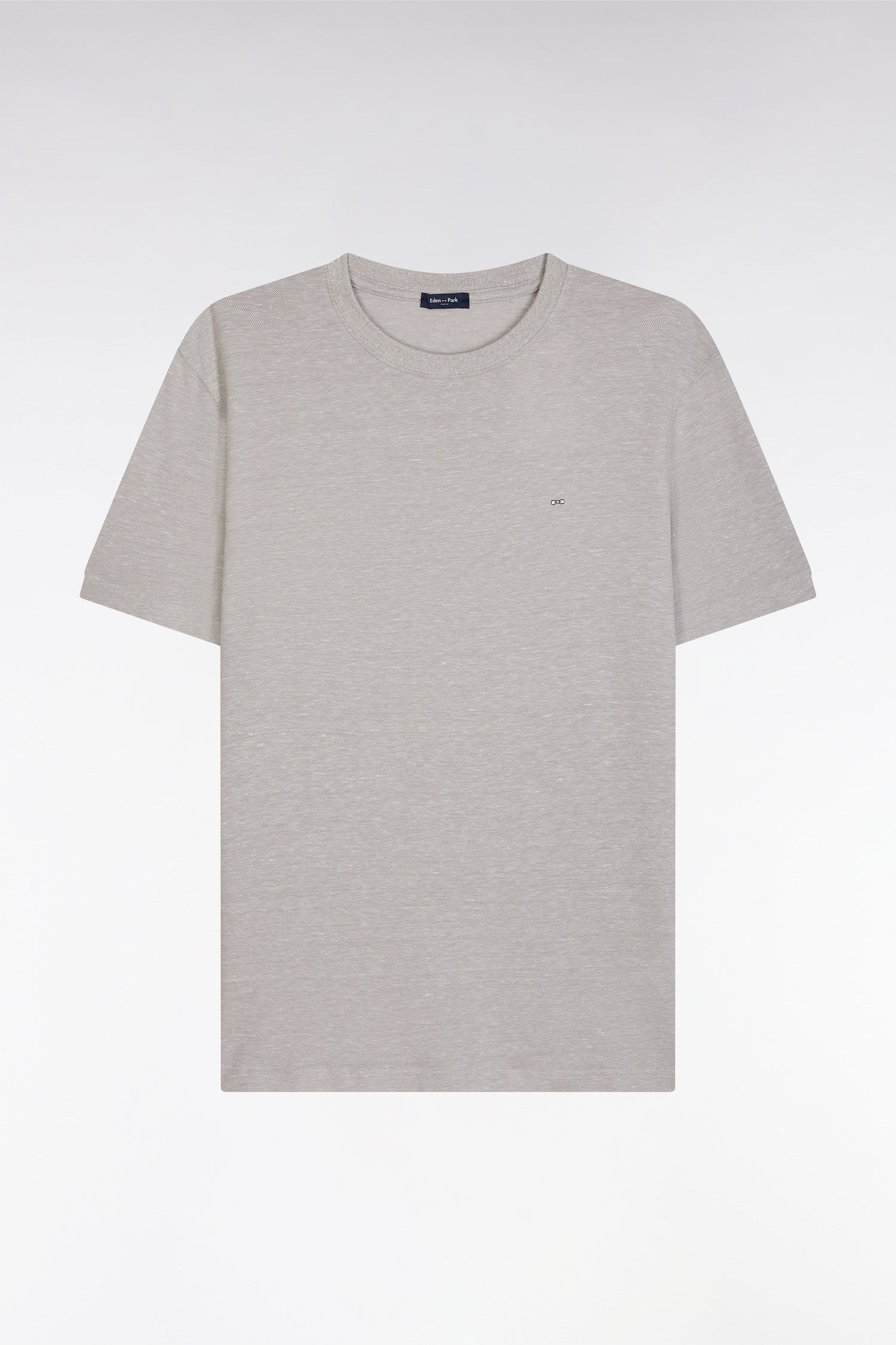 T-shirt en coton et lin gris coupe droite