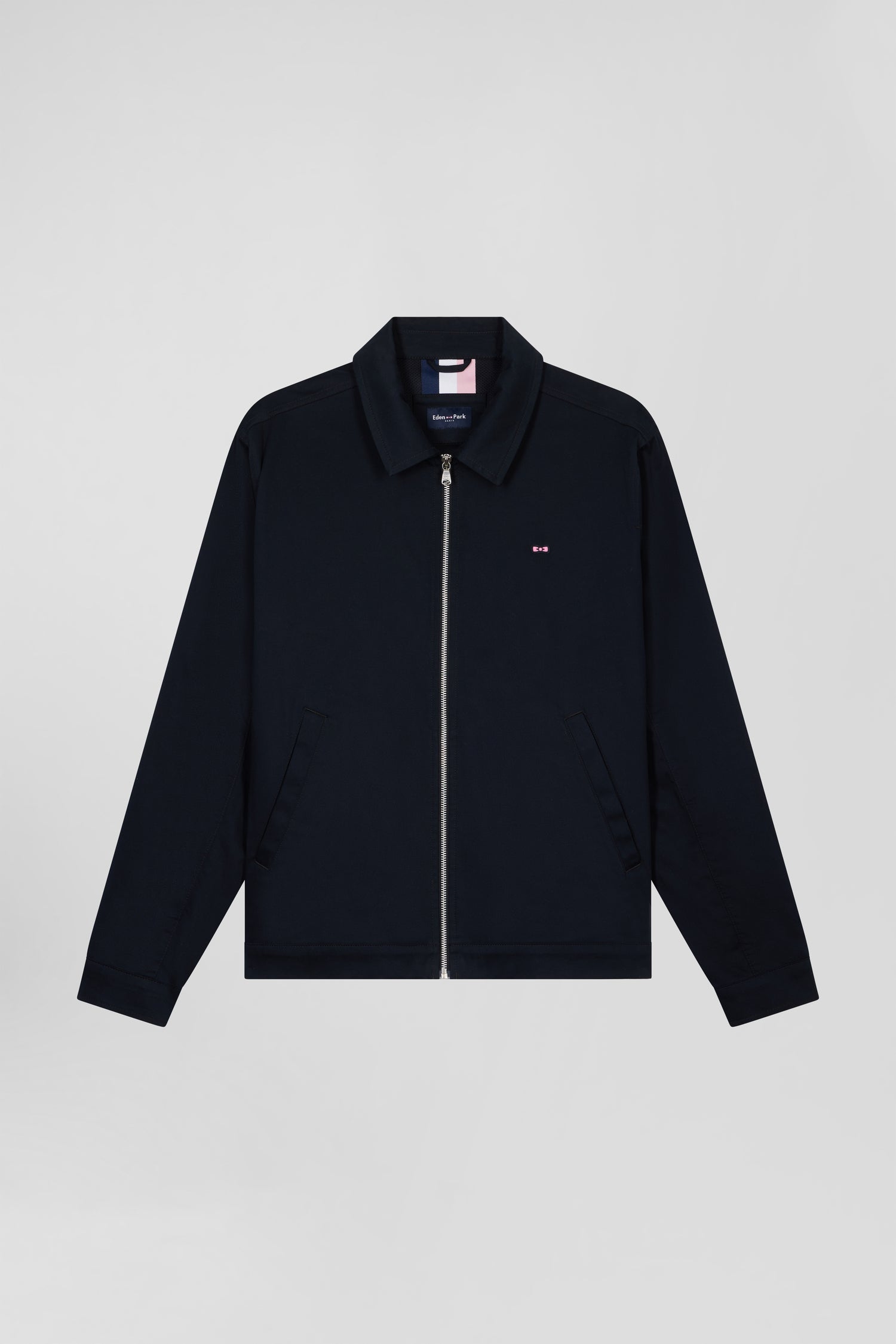 Blouson zippé déperlent en coton stretch marine