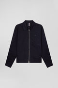 Blouson zippé en gabardine de coton stretch marine