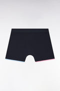 Boxer en jersey de coton stretch uni marine à bordures rayées