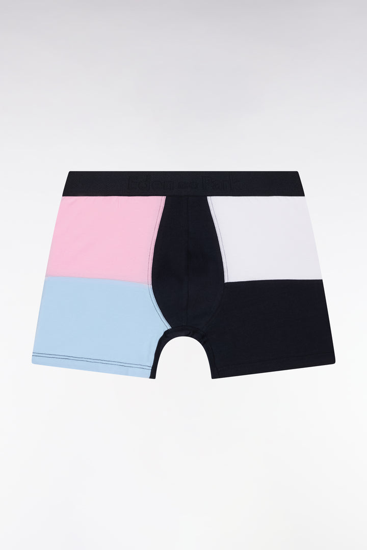 Boxer en jersey de coton stretch bicolore marine et rose