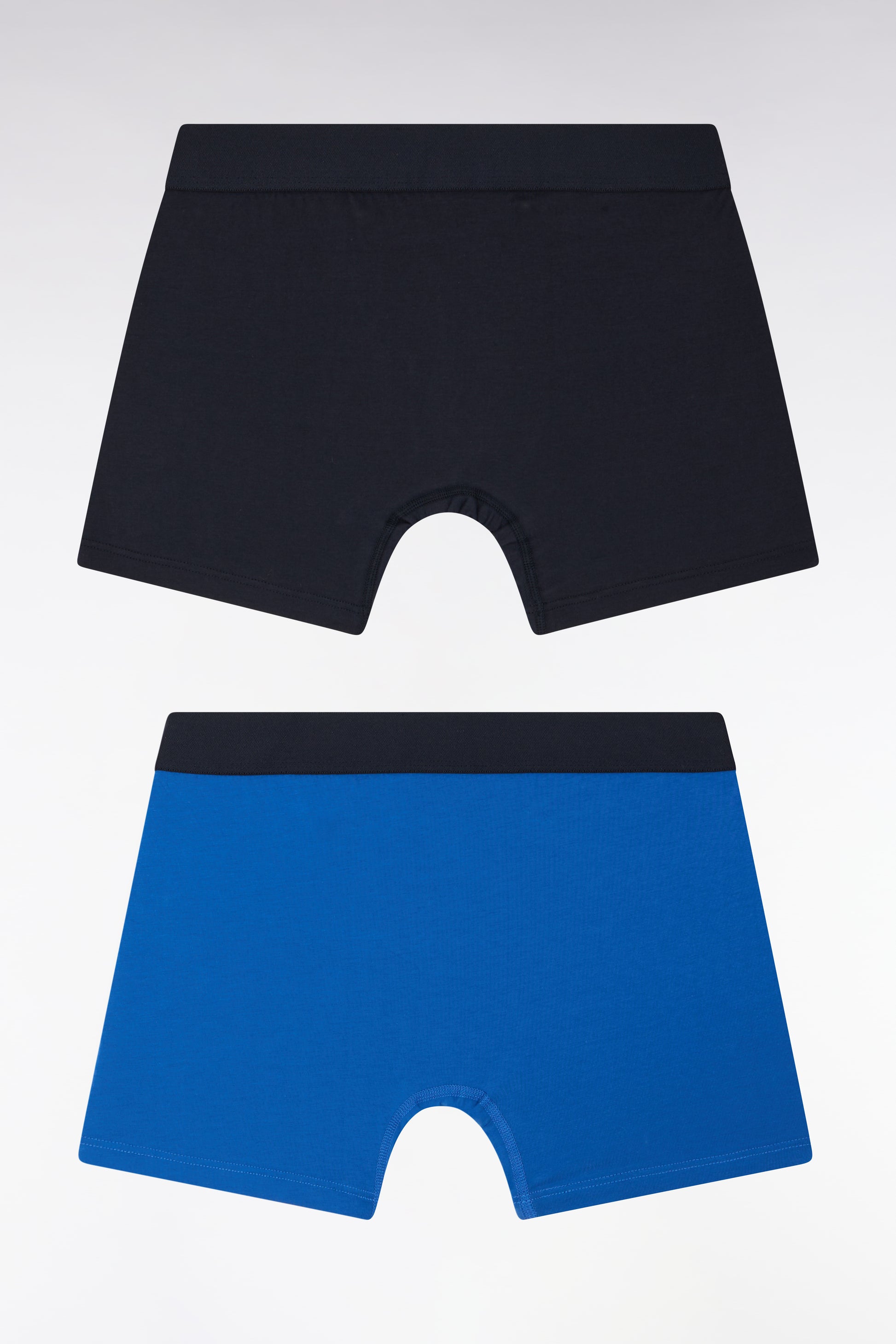 Lot de deux boxers en jersey de coton stretch marine et bleu