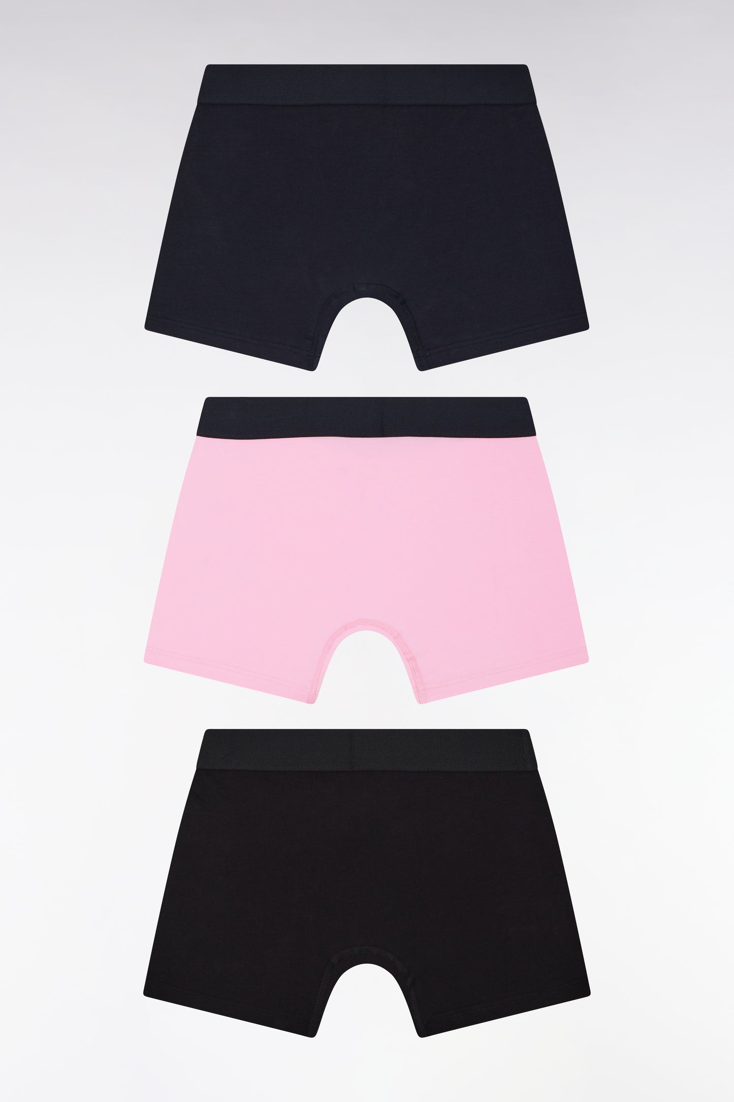 Lot de trois boxers en jersey de coton unis marine noir et blanc