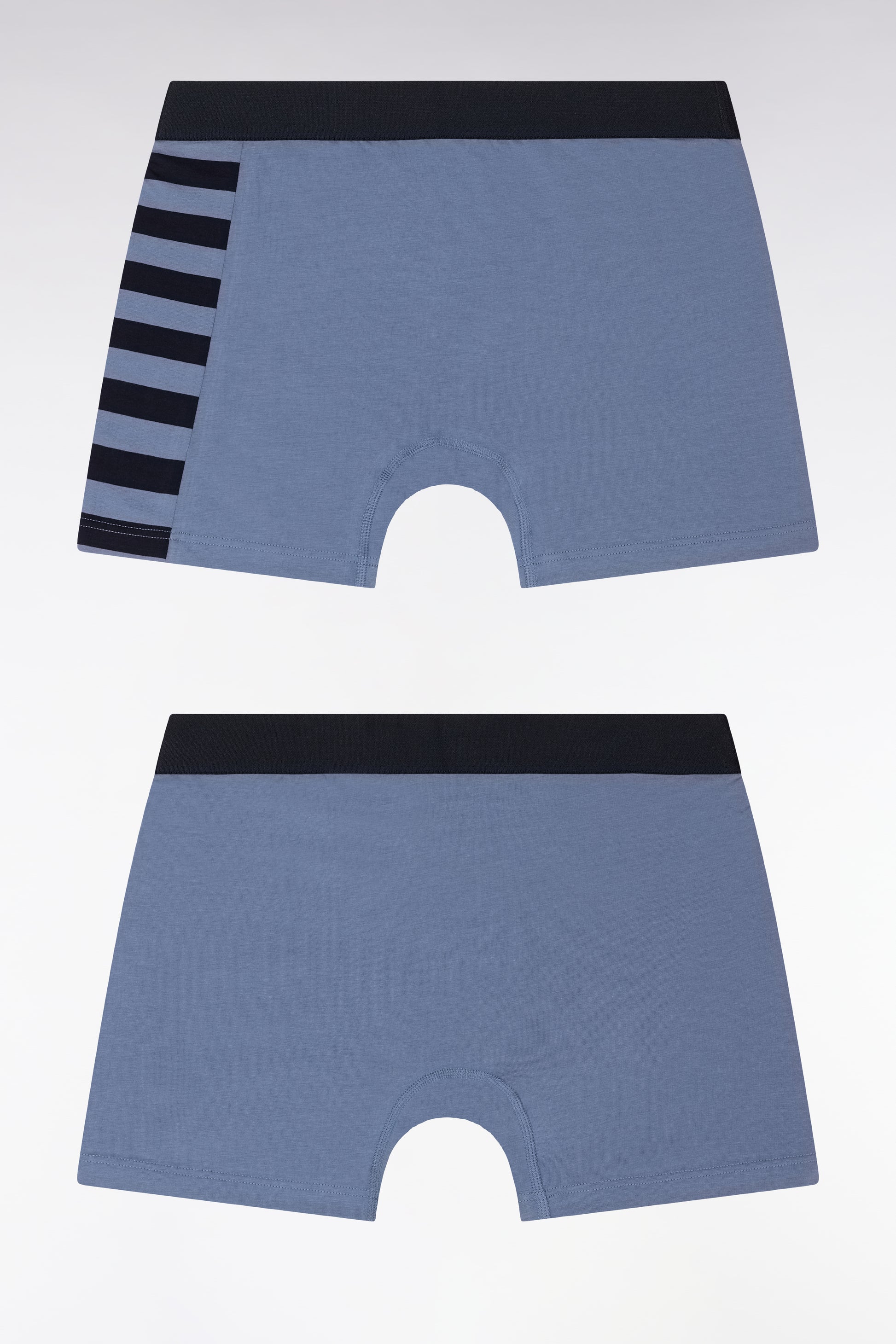 Lot de deux boxers en jersey de coton stretch marine et gris détails cerclés