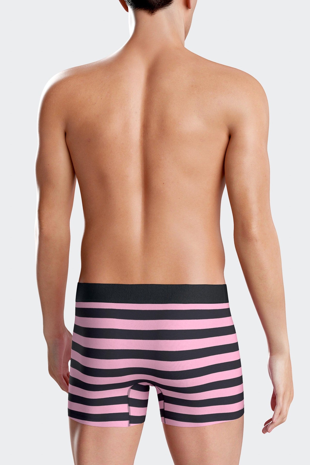 Lot de 2 boxers en coton stretch uni et cerclé rose