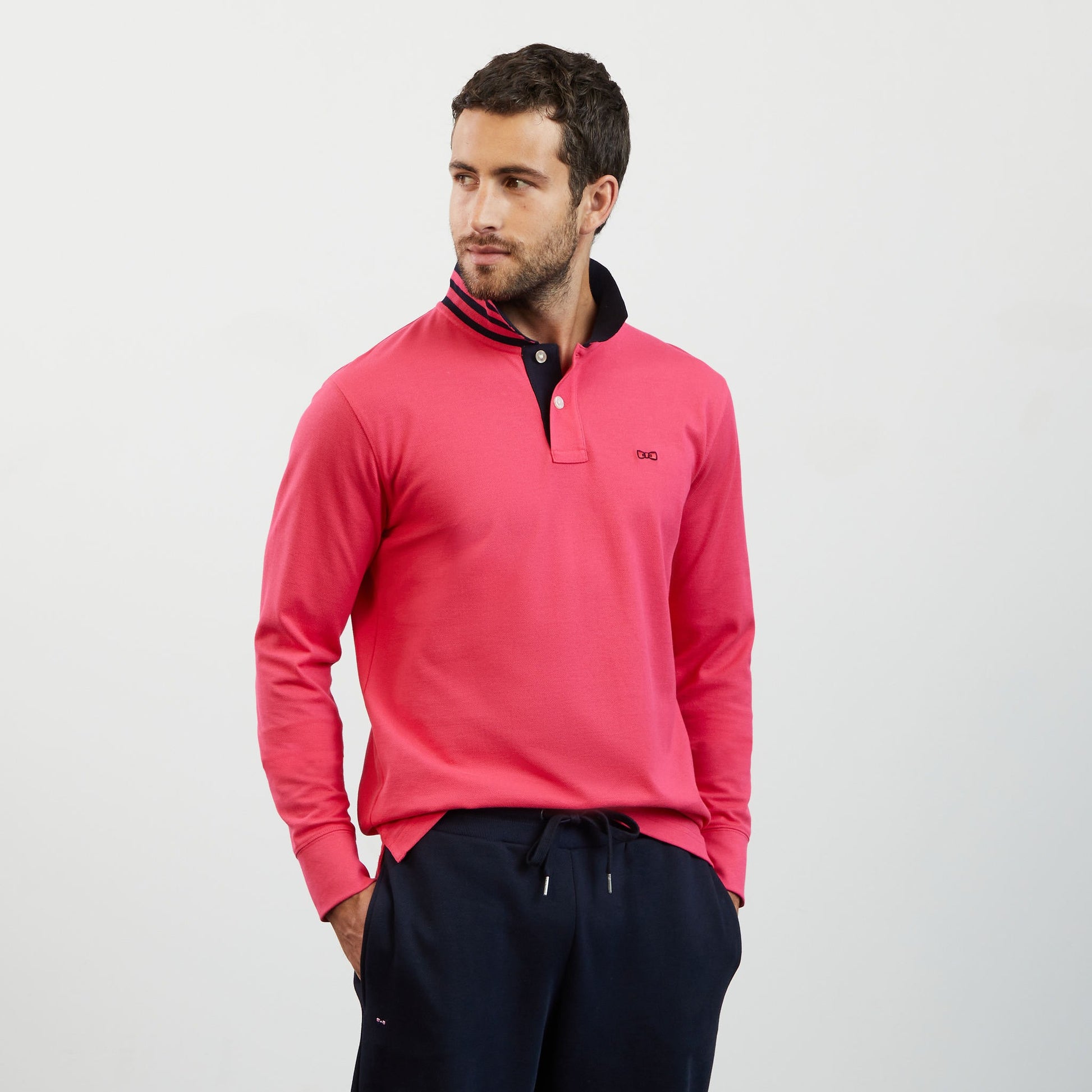 Polo BORA manches longues Otago rugby rose pour homme